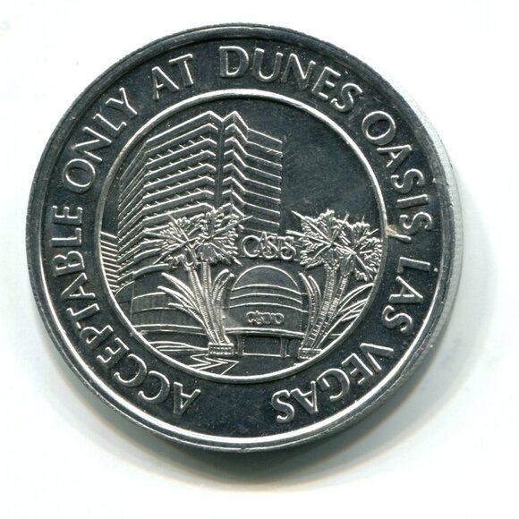 Dunes Oasis Casino Las Vegas Aluminum Free Slot Play Token (b671-2) - Picture 2 of 2